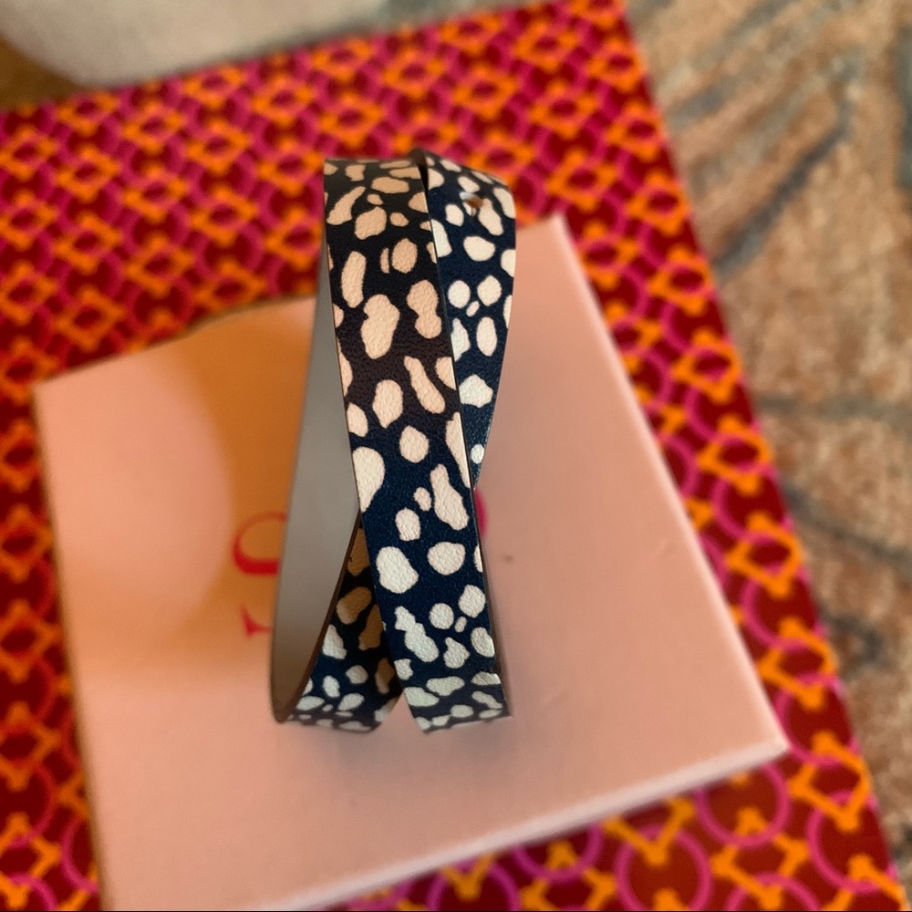 Keep Collective leather wrap bracelet, navy and white